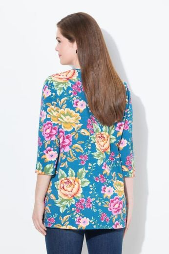 Plus size veliki brojevi Majica 3/4 rukava cvjetnog motiva za punije
