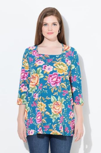 Plus size veliki brojevi Majica 3/4 rukava cvjetnog motiva za punije
