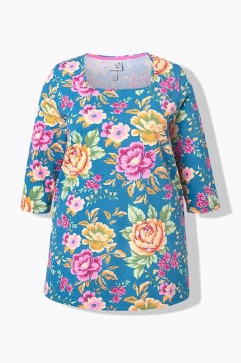 Plus size veliki brojevi Majica 3/4 rukava cvjetnog motiva za punije