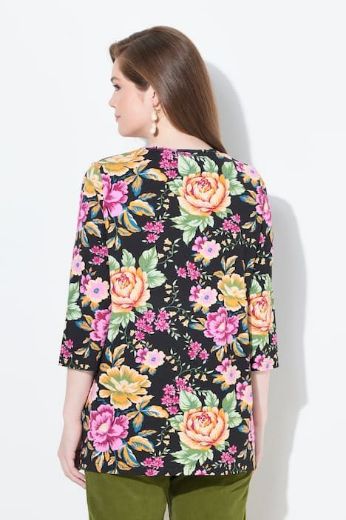 Plus size veliki brojevi Majica 3/4 rukava cvjetnog motiva za punije