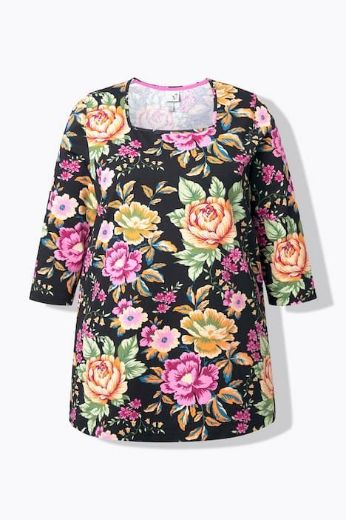 Plus size veliki brojevi Majica 3/4 rukava cvjetnog motiva za punije