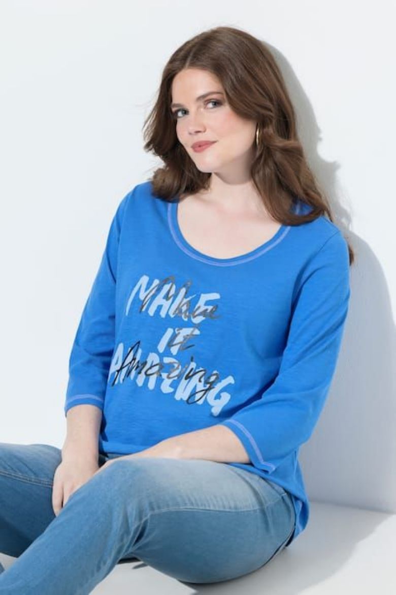 Plus size veliki brojevi Majica 3/4 rukava A kroja za punije