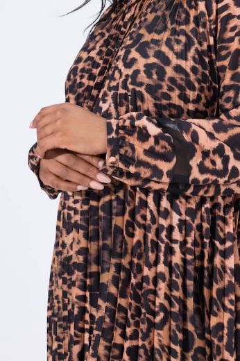 Plus size veliki brojevi Haljina midi dugih rukava s leopard uzorkom za punije