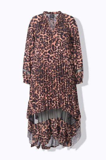 Plus size veliki brojevi Haljina midi dugih rukava s leopard uzorkom za punije