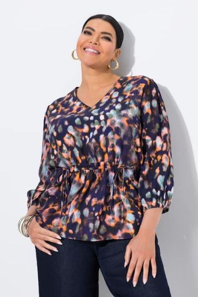 Veliki brojevi Bluza 3/4 rukava V ovratnika moda za punije