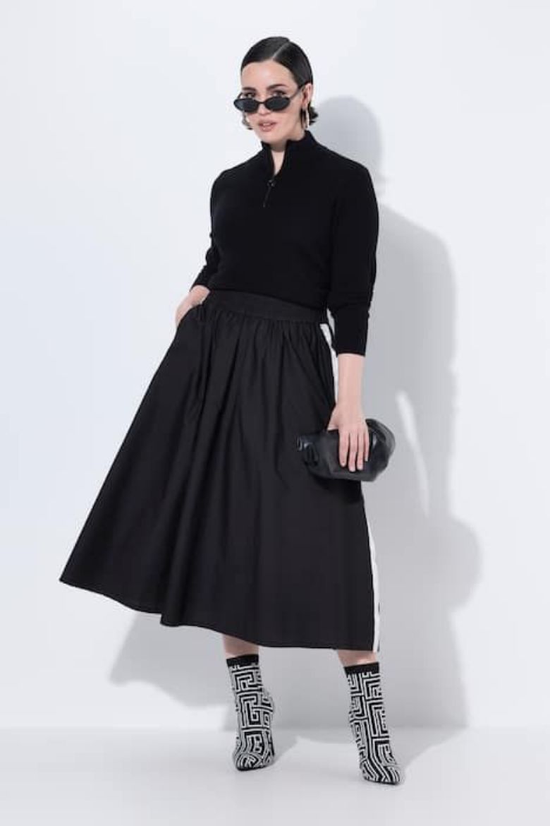 Plus size veliki brojevi Suknja midi A kroja za punije