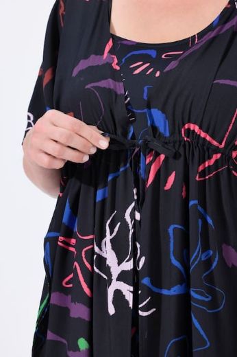 Plus size veliki brojevi Kaftan kratkih rukava na vezanje za punije