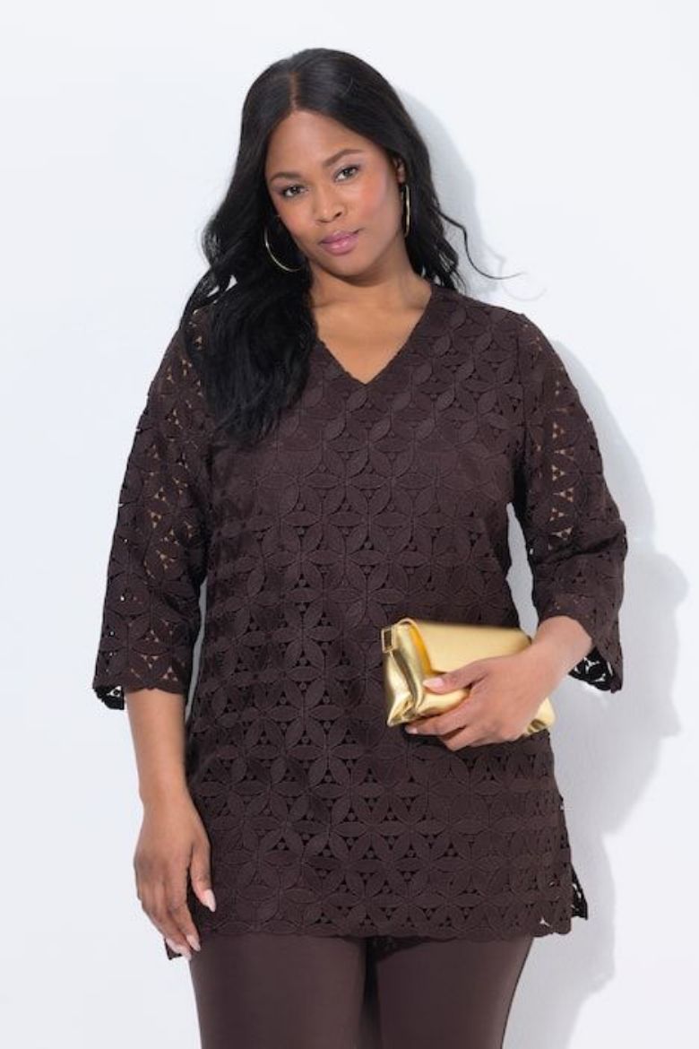 Plus size veliki brojevi Tunika 3/4 rukava V ovratnika za punije