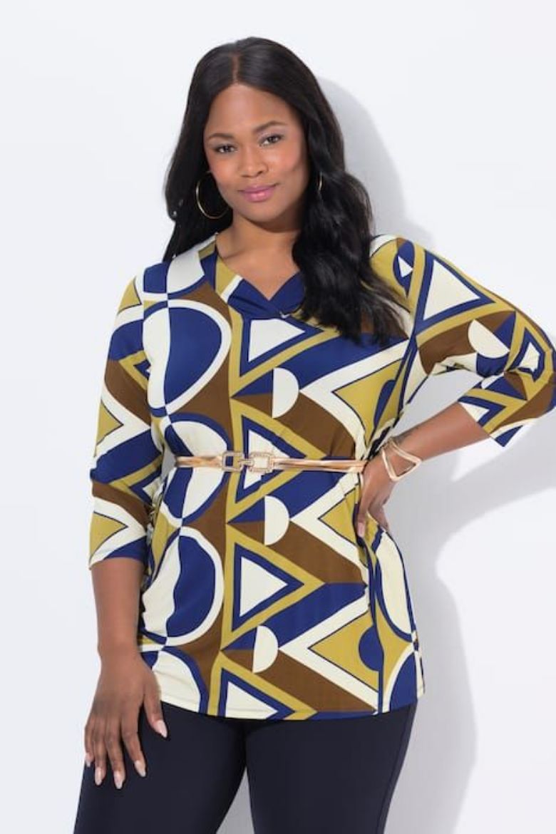 Plus size veliki brojevi Majica 3/4 rukava V ovratnika za punije
