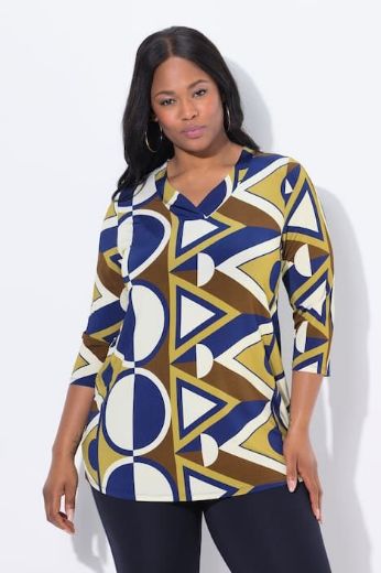 Plus size veliki brojevi Majica 3/4 rukava V ovratnika za punije