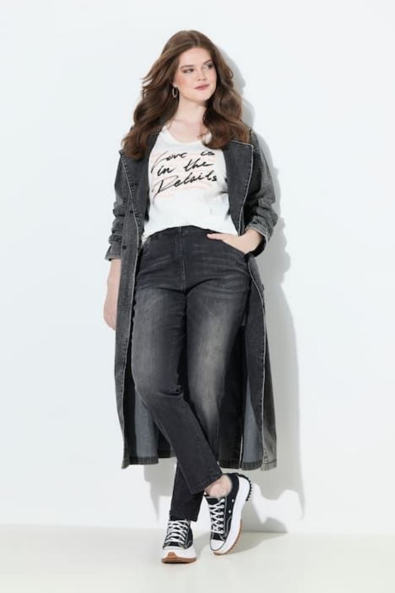 Plus size veliki brojevi Traperice povišenog struka za punije