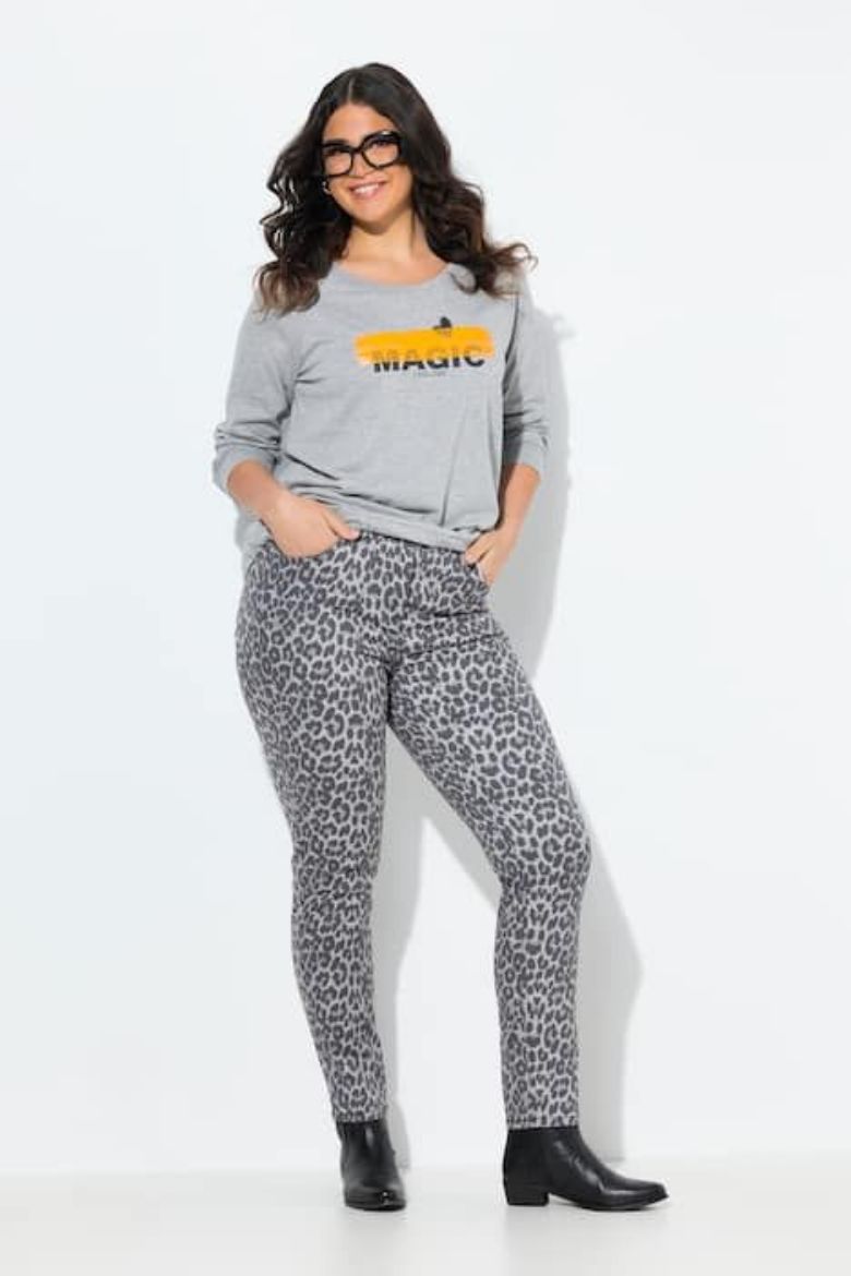 Plus size veliki brojevi Traperice s leopard uzorkom za punije