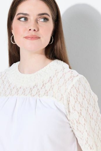 Plus size veliki brojevi Majica polu rukava s dodatkom ukrasne čipke za punije