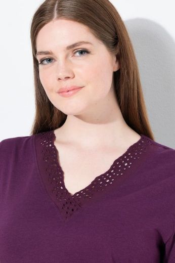 Plus size veliki brojevi Pidžama kratkih rukava i ukrasnom čipkom na obrubima za punije