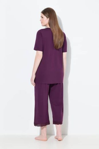 Plus size veliki brojevi Pidžama kratkih rukava i ukrasnom čipkom na obrubima za punije