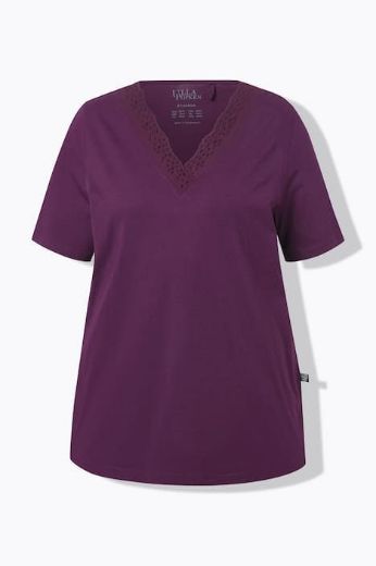 Plus size veliki brojevi Pidžama kratkih rukava i ukrasnom čipkom na obrubima za punije