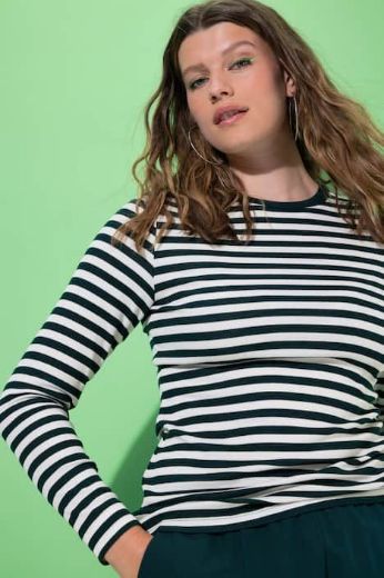 Plus size veliki brojevi Majica dugih rukava na pruge za punije
