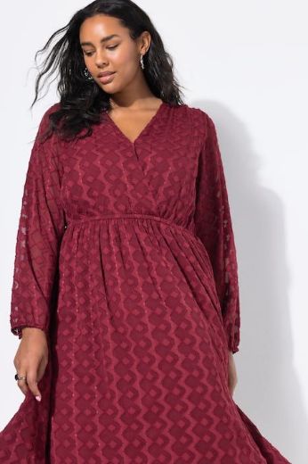 Plus size veliki brojevi Haljina midi dugih rukava A kroja za punije