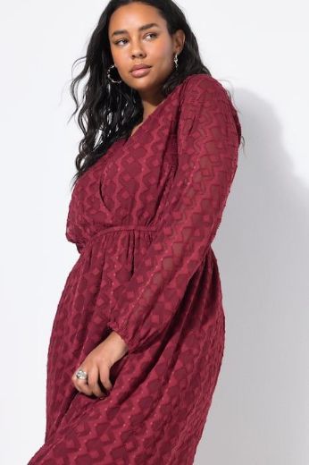 Plus size veliki brojevi Haljina midi dugih rukava A kroja za punije