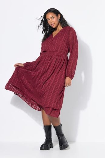 Plus size veliki brojevi Haljina midi dugih rukava A kroja za punije