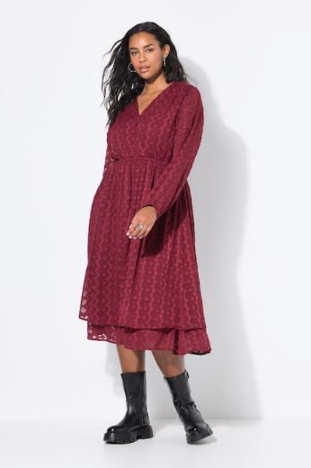 Plus size veliki brojevi Haljina midi dugih rukava A kroja za punije