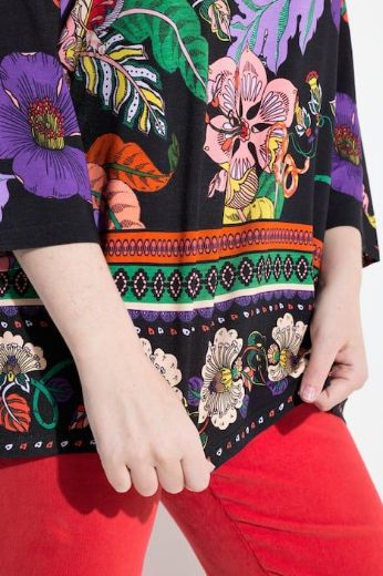 Plus size veliki brojevi Majica A kroja  s 3/4 rukavima cvjetnog printa za punije