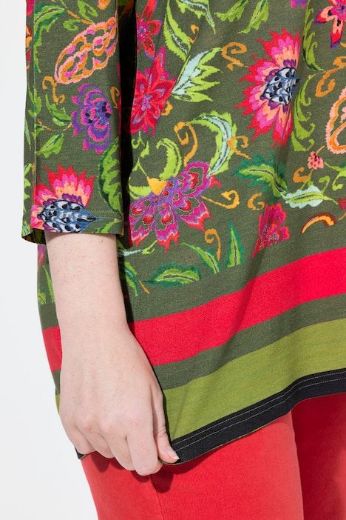 Plus size veliki brojevi Majica A kroja  s 3/4 rukavima cvjetnog printa za punije