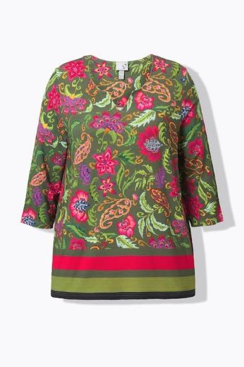 Plus size veliki brojevi Majica A kroja  s 3/4 rukavima cvjetnog printa za punije