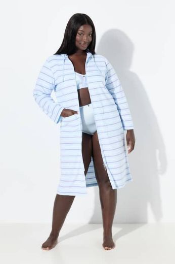 Plus size veliki brojevi Ogrtač s kapuljačom na pruge za punije