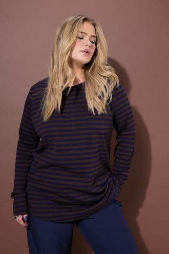 Plus size veliki brojevi Majica dugih rukava na pruge za punije