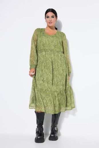 Plus size veliki brojevi Haljina midi dugih rukava za punije