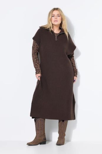 Plus size veliki brojevi Haljina pletena visokog ovratnika bez rukava za punije