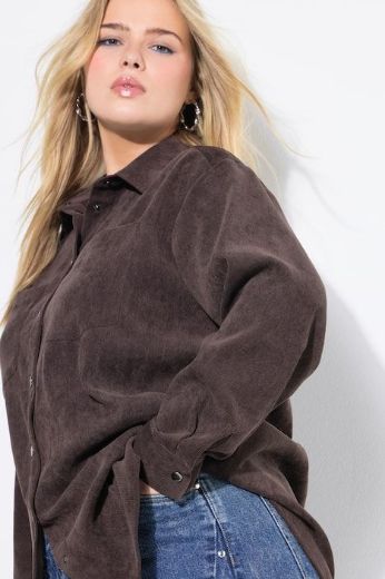 Plus size veliki brojevi Košulja od samta dugih rukava šireg kroja za punije