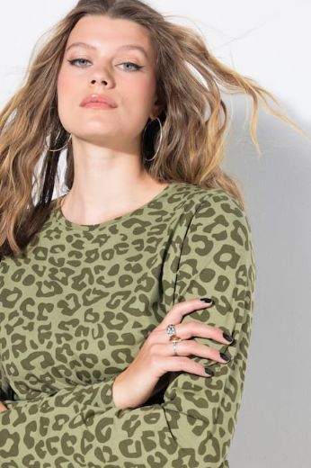 Plus size veliki brojevi Majica dugih rukava s leopard printom za punije
