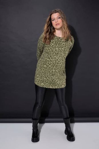 Plus size veliki brojevi Majica dugih rukava s leopard printom za punije