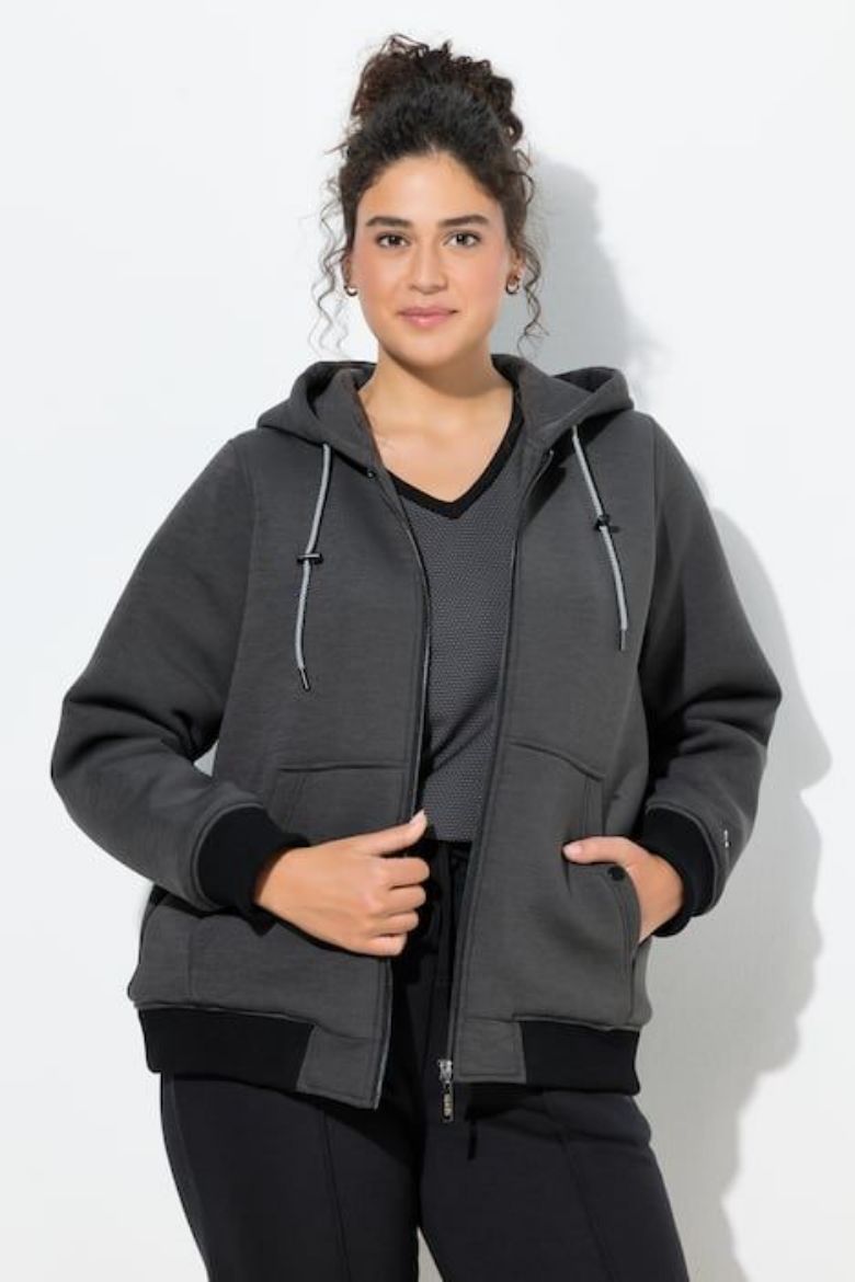 Plus size veliki brojevi Majica sportska dugih rukava s patentnim zatvaračem i kapuljačom za punije