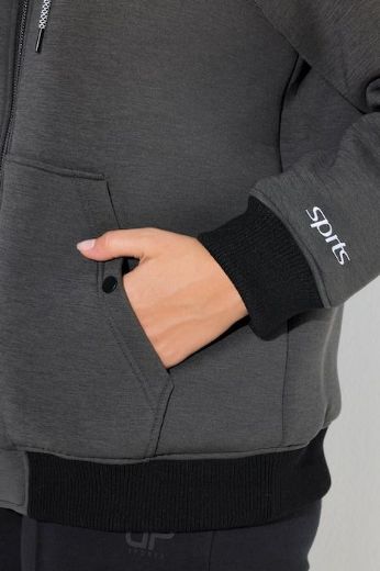 Plus size veliki brojevi Majica sportska dugih rukava s patentnim zatvaračem i kapuljačom za punije