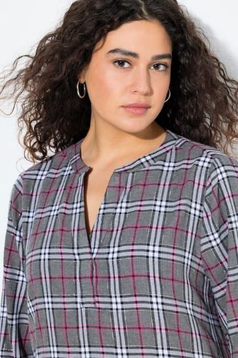 Plus size veliki brojevi Haljina dugih rukava karirana za punije