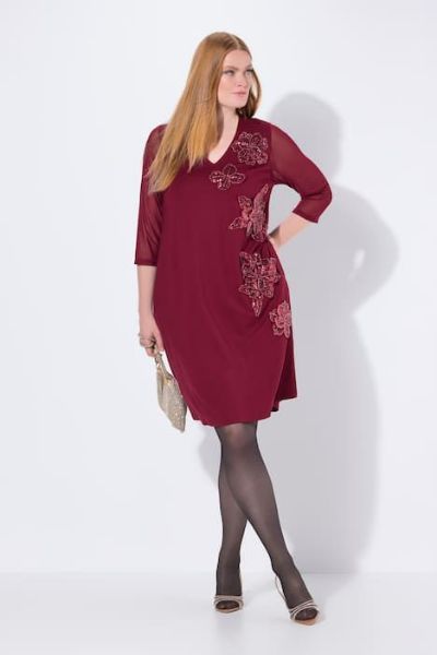 Veliki brojevi Haljina elegantna 3/4 rukava V ovratnika moda za punije