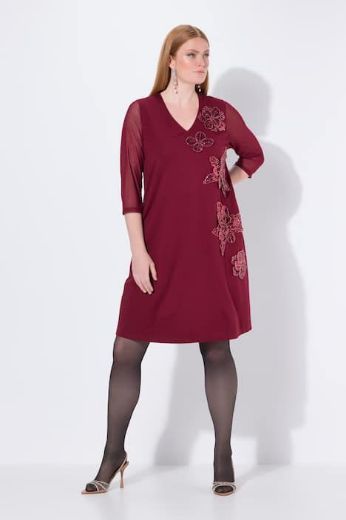 Plus size veliki brojevi Haljina elegantna 3/4 rukava V ovratnika za punije