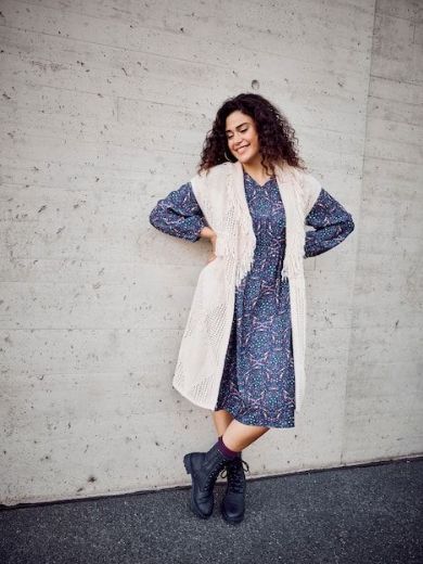 Plus size veliki brojevi Haljina dugih rukava A kroja za punije