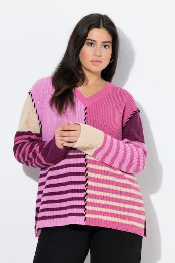 Plus size veliki brojevi Pulover dugih rukava V ovratnika za punije