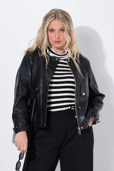 Veliki brojevi Jakna od umjetne kože šireg kroja moda za punije