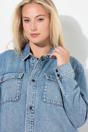 Plus size veliki brojevi Košulja traper dužeg kroja za punije