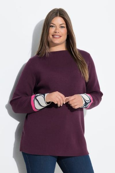 Veliki brojevi Pulover s ukrasnim detaljima na rukavima moda za punije