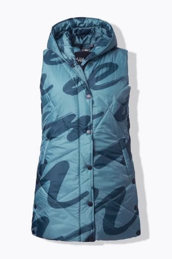 Plus size veliki brojevi Prsluk prošiveni dužeg kroja s kapuljačom za punije