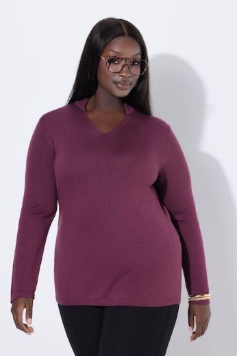 Plus size veliki brojevi Pulover dugih rukava V ovratnika za punije