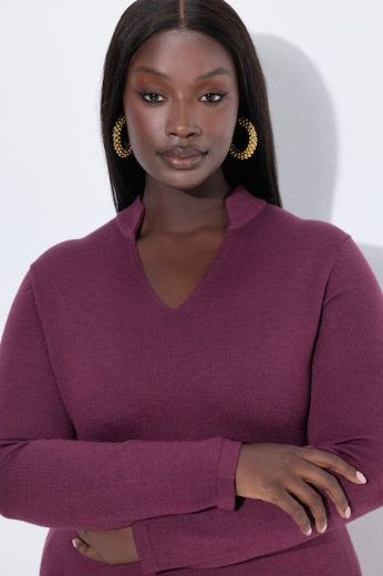 Plus size veliki brojevi Pulover dugih rukava V ovratnika za punije