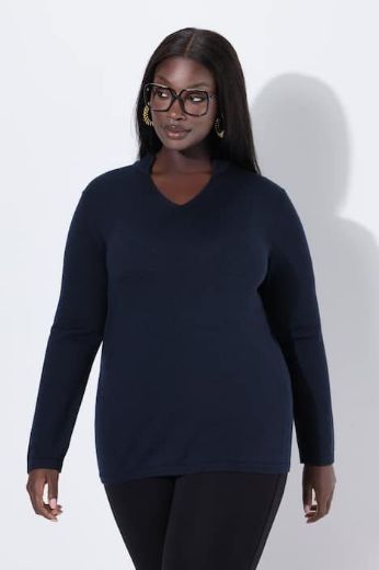 Plus size veliki brojevi Pulover dugih rukava V ovratnika za punije