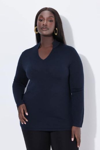 Plus size veliki brojevi Pulover dugih rukava V ovratnika za punije